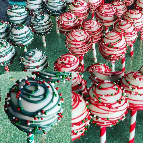 Green and Red Cake Pops